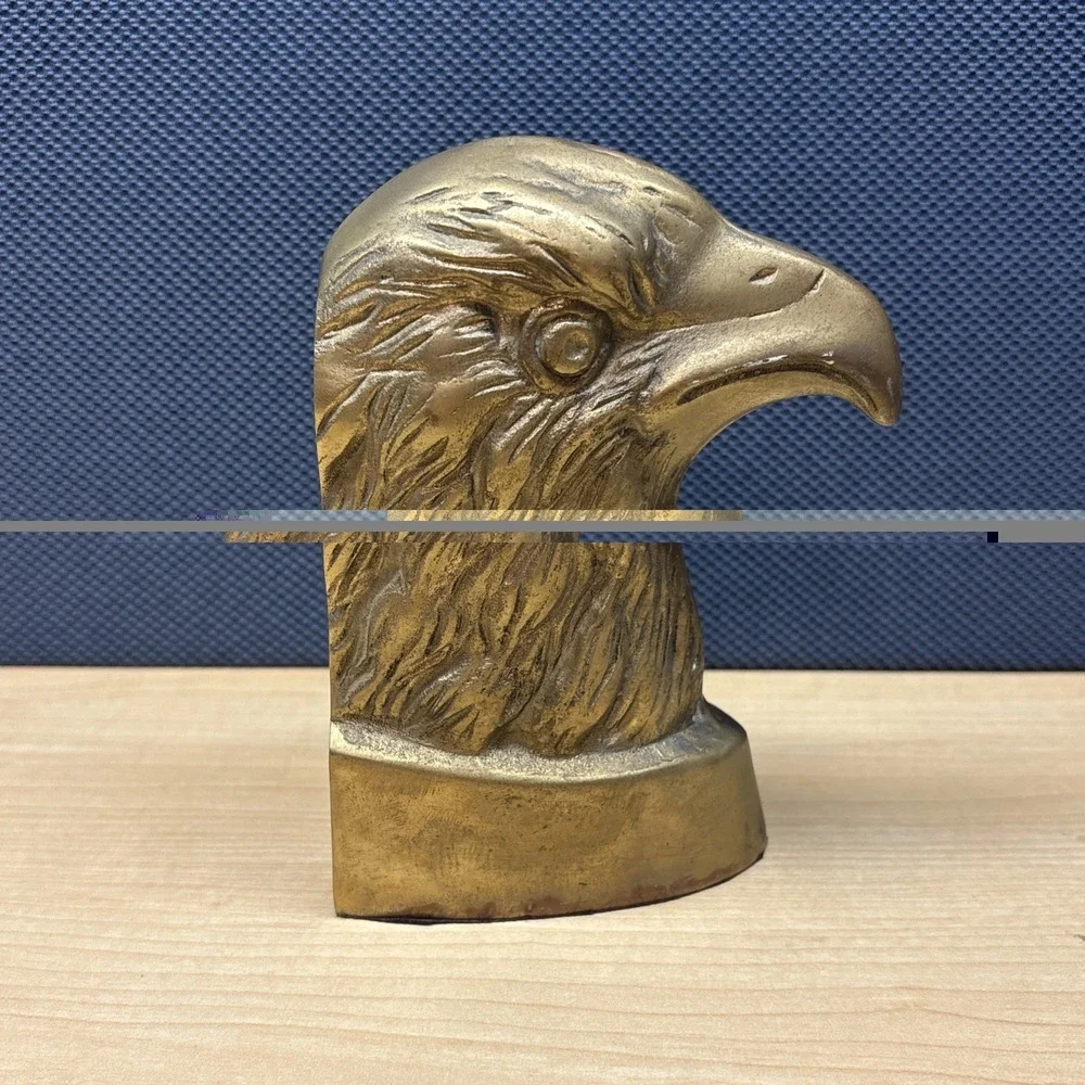 VTG Brass Bald Eagle Bird Heads Bookend Korea Federal Style Classic Decor